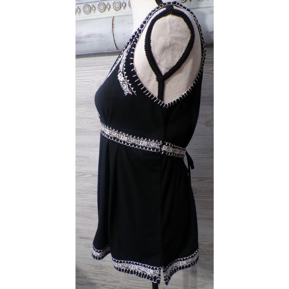 Y2k Wet Seal Babydoll top L Black White embroidery Coquette Whimsigoth fairygoth - Picture 4 of 13